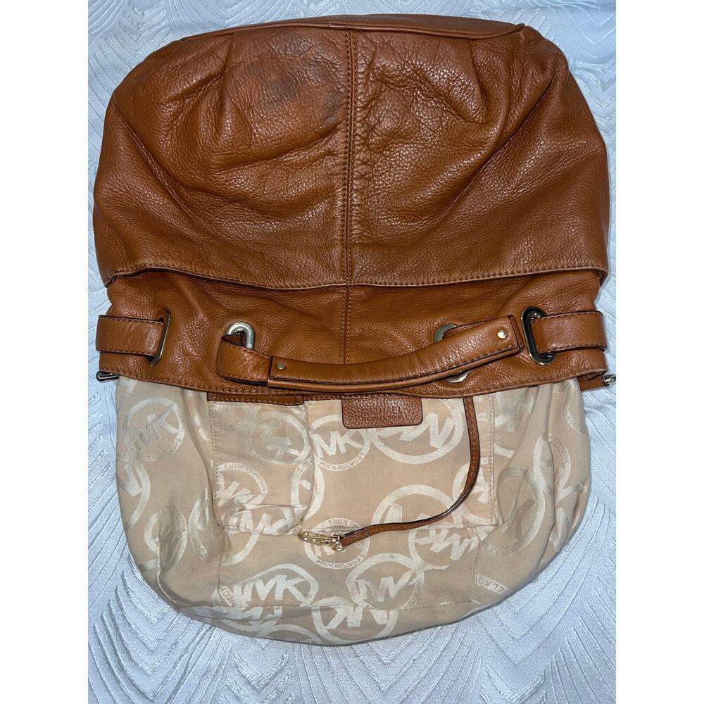 Michael Kors Tan Leather Crossbody & Blue Wristlet Wallet – Excellent Set - Picture 8 of 13
